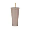 2024 Novo Copo com Canudo de Aço Inoxidável 710ml Tampa de Abertura Grande Copo para Milk Tea Pérola Capacidade Grande Personalizável Copo de Água Térmico