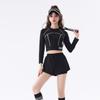 Nuevo Conjunto de Dos Piezas de Estilo Coreano con Mangas Largas Protector Solar Dividido Boxer con Cintura Pequeña, Traje de Baño Deportivo Adelgazante Dividido para Mujer