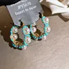 Brincos de franja com contas de zircônia azul vintage, estilo retrô francês, luxo leve e sensação de alta qualidade