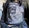 Top de Manga Larga para Mujer Algodón Delgado Elegante Estilo Europeo y Americano Estampado de Alas de Plumas Retro Cuello Redondo con Pedrería Amazon