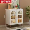 Aparador con puerta de cristal para uso doméstico, mueble de almacenamiento estilo panel para sala de estar de estilo europeo, armario de cocina moderno minimalista, gabinete de té