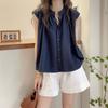 Camisa Simple Plisada de Manga Acampanada para Mujer, Nuevo Estilo Verano 2026, Blusa Dulce Estilo Coreano