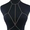 WMS Nueva Cadena de Pecho Metálica Sexy Moderna para Mujer Cadena Corporal Collar Accesorios Transfronterizos Europeos y Americanos Dorado y Plateado