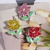 Liga 3D Totalmente Diamantada Rosa Desabrochando Strass Furo Reto Contas DIY Miçangas Chaveiro Corrente de Bolsa Acessórios Atacado