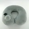 Almohada en forma de U con válvula de inflado de botón, con una suave cubierta de terciopelo de cristal, una almohada de viaje y un núcleo de PVC, lo que la convierte en un cojín portátil para exteriores.