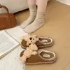 Zapatillas de Algodón Suaves de Oso Pequeño para Interiores en Casa para Mujer 2026 Zapatillas de Piso de Invierno Cálidas Sin Tacón Zapatillas de Maternidad