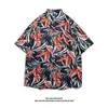 Camisa Floral Estilo Hawaiano para Hombre de Manga Corta Verano Delgada Tailandesa Moderna Japonesa Holgada Camisa de Vacaciones para Playa