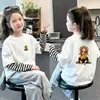 Camiseta de manga larga a rayas de patchwork 100% algodón puro, colección primavera/otoño 2026, top elegante y versátil para bebés y niñas, camiseta básica para niños