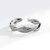 Anillo dz de línea retorcida vintage, unisex, anillo abierto desgastado para dedo índice, anillo simple de hip-hop moderno, venta al por mayor