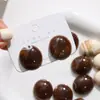 Zhen Tu Café Latte Caramelo Atmosférico Gradiente de Cor Café Oval Resina Meia-Redonda DIY Brincos de Alto Padrão Realçadores de Branco