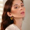 Europa y Estados Unidos temperamento transfronterizo aretes geométricos creativos de nicho acero inoxidable chapado en oro de 18 quilates circonio verde aretes cuadrados lisos femeninos
