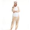 Pijama Macacão Animal com Estampa Dourada, Rena de Natal, Roupa de Dormir Unicórnio de Flanela, Estilo Casal, Manga Longa, Pode Ser Usado Fora