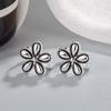 Aretes Vintage de Flor con Esmalte de Goteo Blanco Viejo, Aretes Simples de Nicho 2024 Nuevas Explosiones para Mujeres