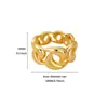 Anel de Design de Corrente Geométrica Vazada Banhado a Ouro 18K Anel de Estilo Metálico Simples para Homens e Mulheres Anéis de Casal Transfronteiriço