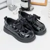Zapatos de Cuero con Lazo para Niñas, Nuevos Zapatos de Princesa de Suela Blanda para Otoño, Mocasines Estilo Universitario para Niños, Zapatos Negros de Rendimiento