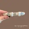 Pinza para el cabello de Hilo de Perlas con Adorno de Pedrería de Alta Resistencia, Pinza de Pato, Pinza Lateral para la Frente Suave y Elegante, Pinza para Flequillo, Accesorio para el Cabello