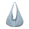 Bolso tote de estilo casual para mujer, gran capacidad, tela floral y a cuadros, moda coreana, casual, bolso de hombro versátil para el día a día
