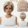 Peluca Completa de Seda Importada Mono Se Puede Peinar Libremente, Peluca Bob Gris Natural Realista en Degradado para Mujeres Cobertura Completa de Cabeza