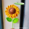 Girassol Grande de Camada Dupla Lã Crochê Feito à Mão Buquê Único Presente Dia do Professor Decoração Escolar