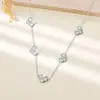Pulsera y Collar de Acero de Titanio Grabado Láser de Trébol de Cuatro Hojas Estilo Minimalista de Moda Más Vendido, Accesorios de Moda Versátiles