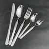 Conjunto de Talheres de Aço Inoxidável do Oriente Médio para Restaurantes Ocidentais Simples, Conjunto de Cinco Peças com Faca, Garfo e Colher, Faca e Garfo para Bife, Colher de Sobremesa, Garfo de Frutas