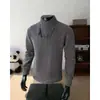 Moletom masculino com padrão de corrente diagonal estilo Chanel, camada interna para primavera e outono, camiseta de manga longa com gola alta e peso pesado em chenille