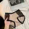 Cuidado de la piel de otoño e invierno, lencería de encaje con puntos, semi-transparente, ligeramente cepillada, bragas de cintura media para mujer, refuerzo de modal antibacteriano 10A