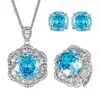 2025 Nuevo Joyería Huabi Base de Cobre Chapado en Oro Corte Milenio Azul Marino Temperamento Conjunto de Lujo Ligero para Mujer 16-12m