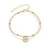 Pulsera de pentagrama de concha francesa electrochapada en PVD, acero inoxidable que no se decolora, versátil para el uso diario, exquisita joyería en capas para mujer