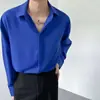 Camisa de Estilo Genial de Gama Alta Sensación de Caída Simple Camisa Atractiva de Plankton para Hombre Primavera y Otoño Gasa Holgada Estilo Coreano Manga Larga Moderna
