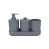 Set de Baño de Paja de Trigo Creativo para el Hogar Baño Cepillado de Dientes y Lavado de Cabello Juego de Ducha de Plástico Taza de Enjuague Bucal para Baño
