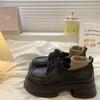 Sapatos de Couro com Salto Bloco de Solado Grosso Estilo Britânico para Mulheres, Novo Lançamento Primavera 2026 Bico Redondo Versátil Sapatos Mary Jane Franceses