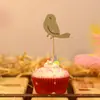 2019 Nueva banderín para pastel doble cara tarjeta de papel cebolla dorada estampado metálico pájaro creativo tarjeta de decoración para pastel de cumpleaños venta al por mayor