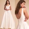 Fotografía de Viaje Vestido de Novia 2026 Nuevo Vintage de Doble Hombro Adelgazante Elegante de Satén Vestido de Novia para Boda al Aire Libre en Césped en Verano