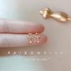 Pendientes Redondos Estilo Japonés Diamante Roto Pendientes para Mujer Celebridad de Internet Mini Microincrustados de Circonita Huecos Simples Pendientes para el Trabajo