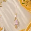 Charme de Bolsa Coelho Correndo Brocado Criativo Fofo Chaveiro de Lembrança Cultural e Criativa para DIY Pingente de Enfeite para Cordão de Celular Estilo Chinês