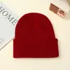 Sombrero de Lana Rojo Vino Nuevo Más Vendido, Gorro de Punto Cálido de Otoño e Invierno, Gorro para Clima Frío, Sombrero de Hip-Hop de Acrílico al por Mayor