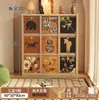 Estantería de rejilla de madera maciza, estante de almacenamiento para sala de estar, estantería de pie estilo vintage, vitrina de pared multicapa de combinación libre