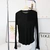 Camiseta Fina de Seda de Morera Suave y Sedosa con Mangas Largas para Mujer Primavera y Verano Camiseta Interior Elástica para Mujer