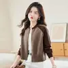 Chaqueta Suéter Corta para Mujer, Estilo Popular Nuevo Primavera y Otoño 2025, Cárdigan de Punto con Cremallera Petite