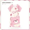 Pijama Feminino Verão Manga Curta Fino Desenho Animado Pequeno Fresco Fofo Estilo Ins Solto Camisola Doce Estudante Roupas de Casa