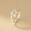 Anillo de Flor de Iris Estéreo Estilo Palacio de Plata Pura 990 Diseño Simple Anillo de Flor con Combinación de Colores R02981