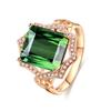 Serie Zhen Rong Caibao desea Europa y América Anillo de Gema Color Esmeralda Turmalina Cuadrado Princesa Chapado en Oro de 18K