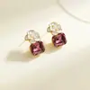 Pendientes de Botón de Camelia Francesa Vintage con Aguja de Plata S925 para Mujer Diseño de Nicho Pendientes Colgantes Geométricos de Cubo de Azúcar Pendientes Versátiles