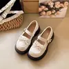 Zapatos Mary Jane de Suela Gruesa con Lazo para Mujer 2026 Nuevo Estilo Estilo Academia Hebilla Única Punta Redonda Zapatos Planos Versátiles Zapatos de Cuero con Suela Gruesa