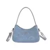 Bolso de Mano Azul Denim de Moda Verano 2026 para Mujer, Bolso de Hombro Tipo Dumpling con Diseño de Nicho Vintage