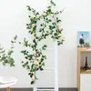 Flores artificiais de trepadeira rosa para sala de estar, varanda interna, duto de ar condicionado, decoração de pátio, plantas verdes para pendurar na parede