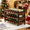 Suministro exclusivo transfronterizo de botelleros de bambú engrosados, estanterías simples comerciales y de supermercado para almacenamiento y exhibición de botellas de vino, botelleros para el hogar