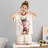 Pijama de Niña Estilo Verano Algodón Puro 2025 Nuevo Manga Corta Estilo Delgado Nezha Niñas Ropa de Casa para Niños Grandes Venta al por Mayor