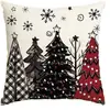Funda de almohada exclusivamente para ventas transfronterizas de Amazon, funda de cojín para el hogar de lino con diseño de cuadros rojos navideños y letras en inglés